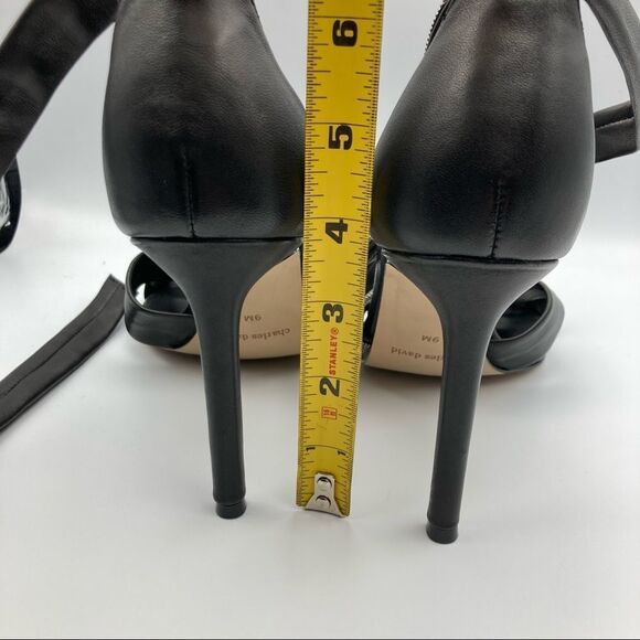 CHARLES DAVID Espionage Ankle Strap Sandal Leather Heels Pumps Size 9M - Picture 9 of 10